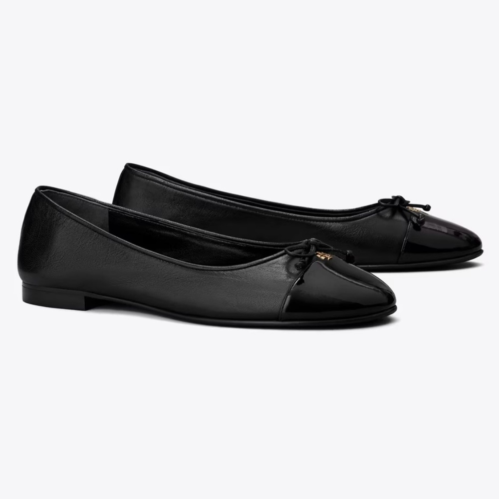 Tory Burch Black Leather Ballet Flats CAP-TOE BALLET size 11 gently used - Picture 4 of 15